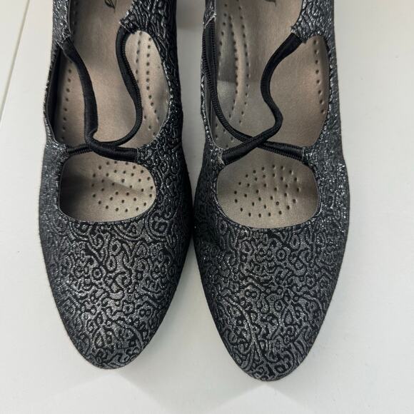 Trotters Metallic Criss Cross Pump Heels MaryJanes Size 8.5 - Picture 2 of 6